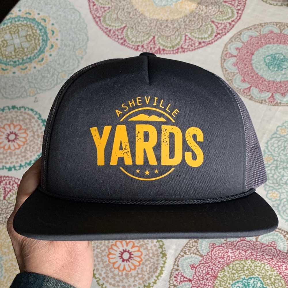 Asheville Yards Concert Venue Foam Panel SnapBack Flat Rim Trucker Hat NWOT